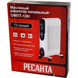 Масляный обогреватель РЕСАНТА ОМПТ-12Н [67/3/5] 2,5кВт, 570x140x650, 12 секций, 12,2 кг }